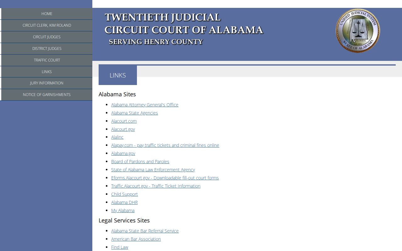 Henry County court docket official court resource links