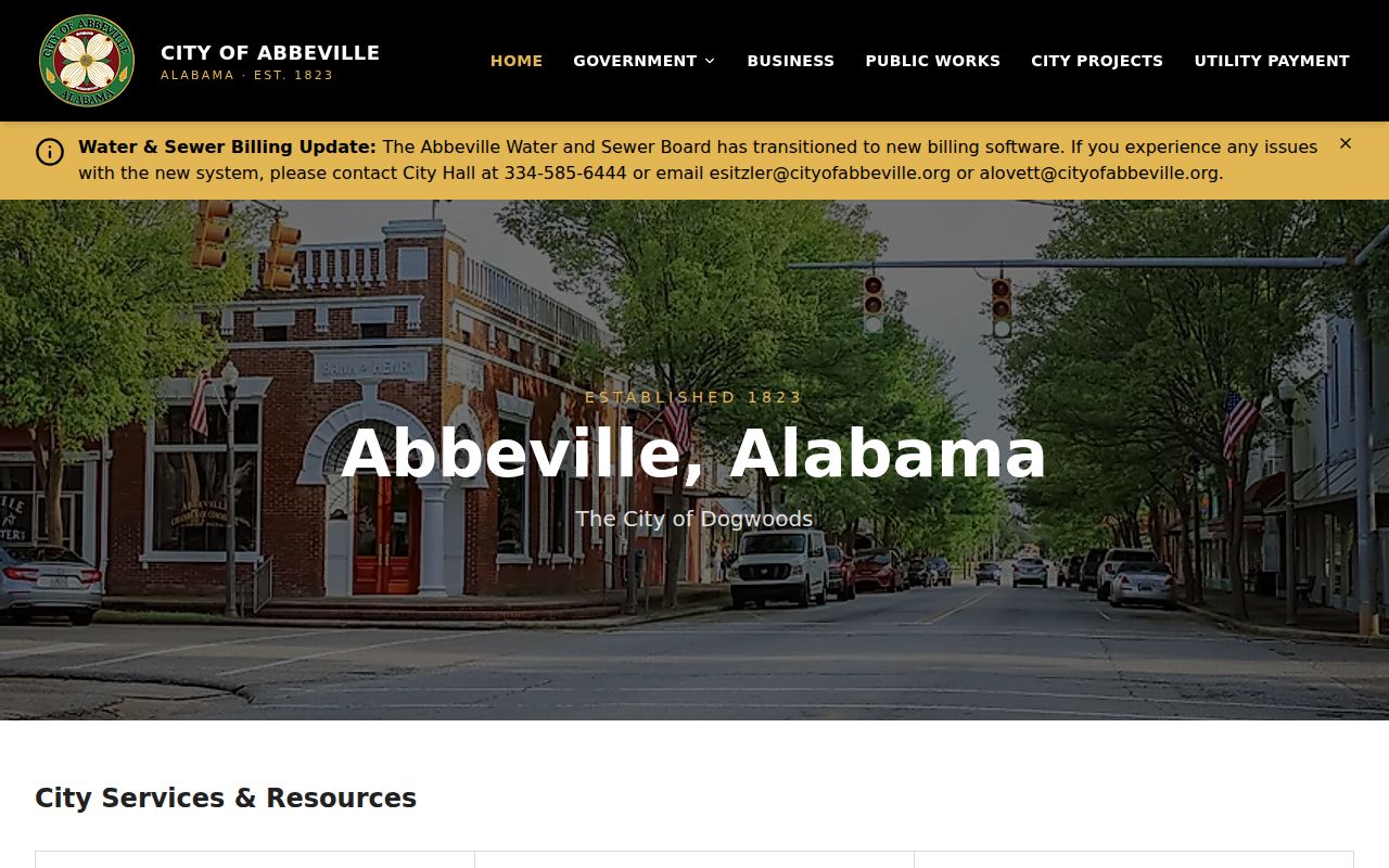Abbeville city government setting for Abbeville court records