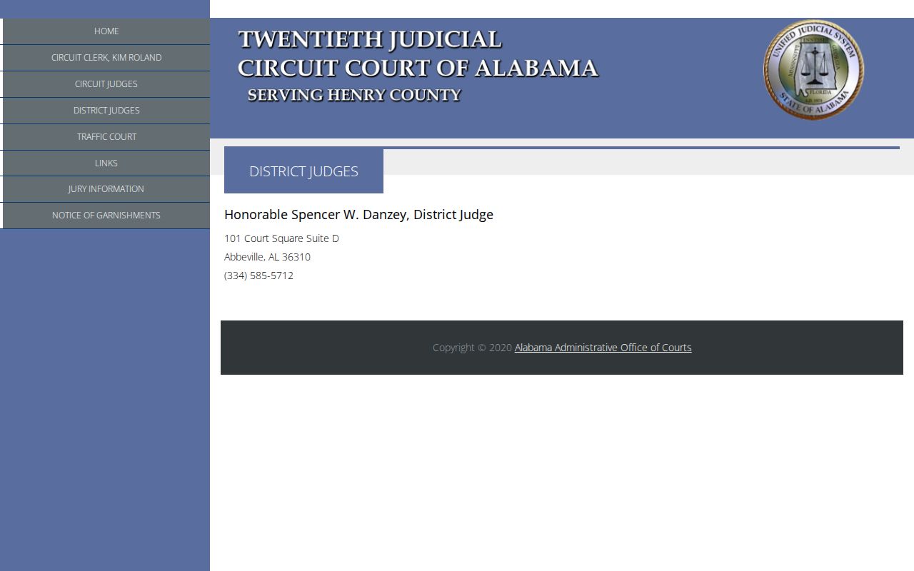 Henry County court schedule District Court contact page