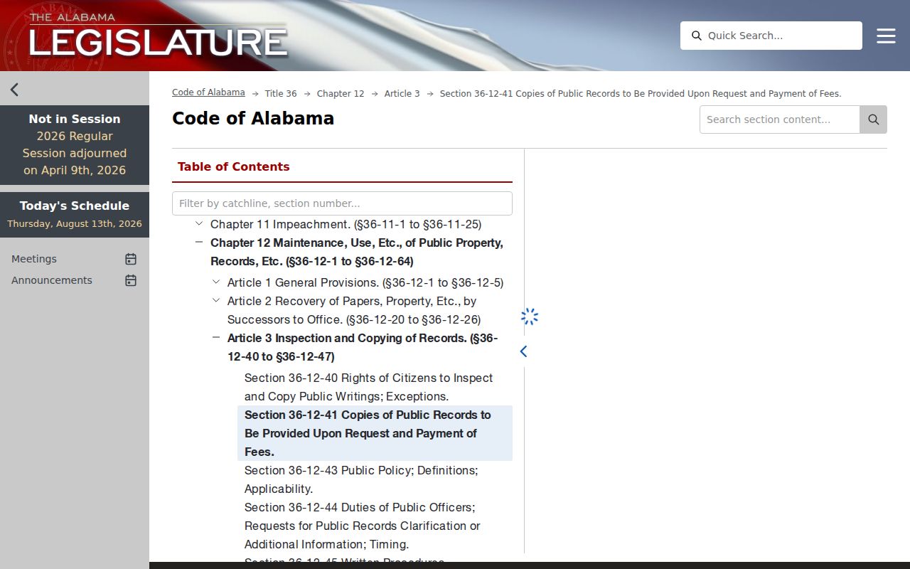 Henry County civil court docket Alabama public copy request statute