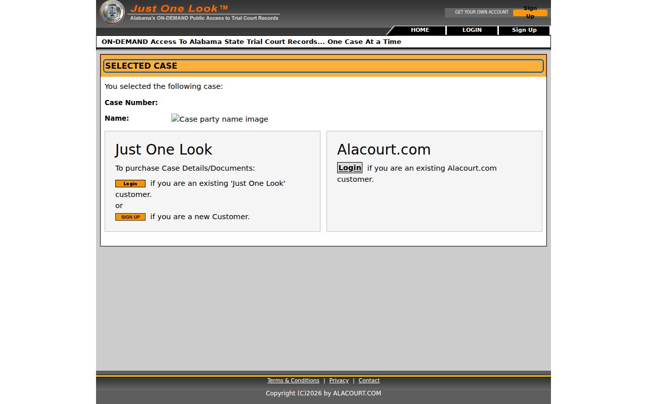 Henry County criminal court docket Just One Look selected-case screen