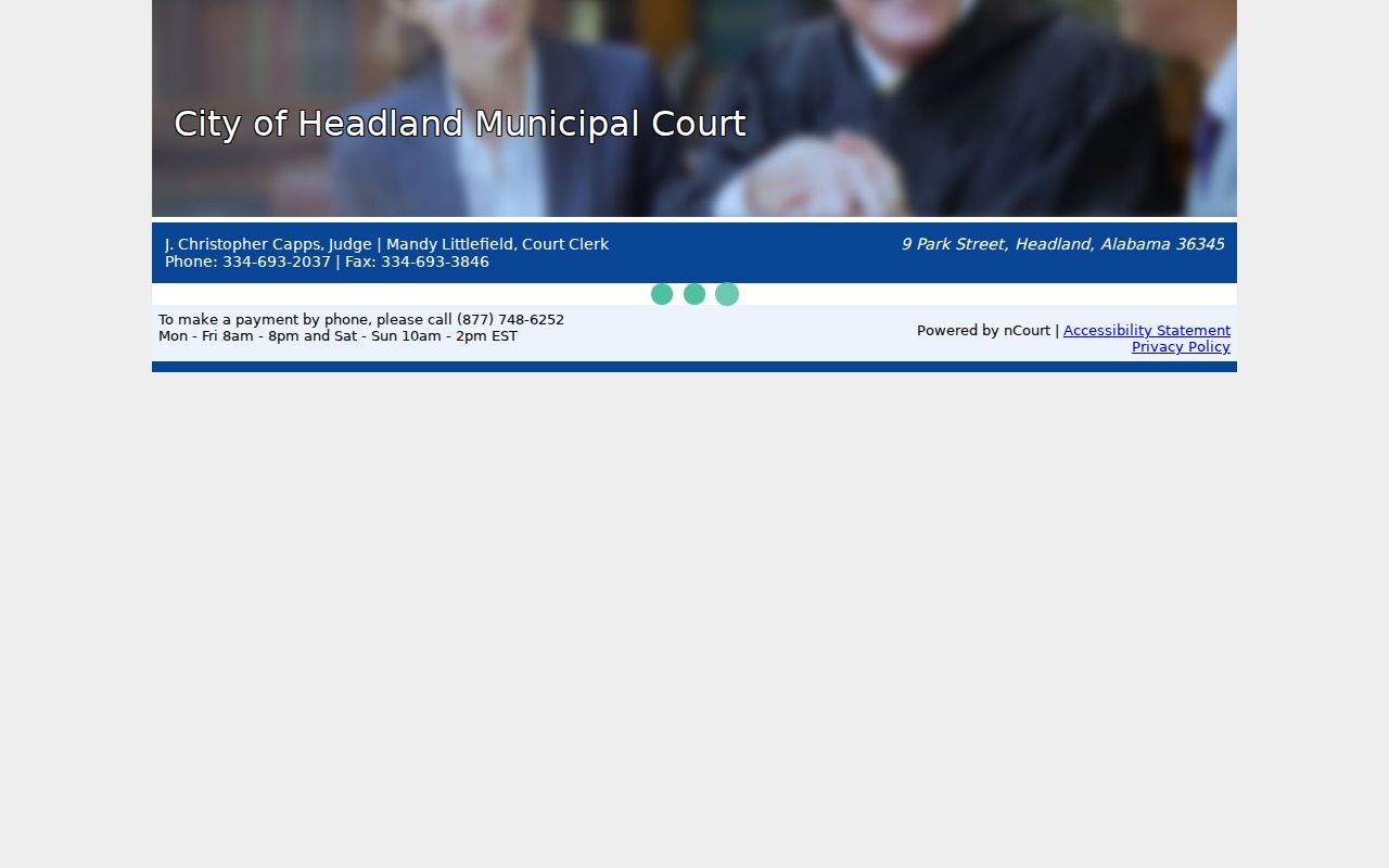 Headland court records ticket payment interface